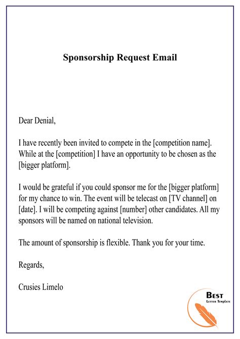 Sponsorship Request Letter Format With 13 Sample Lett