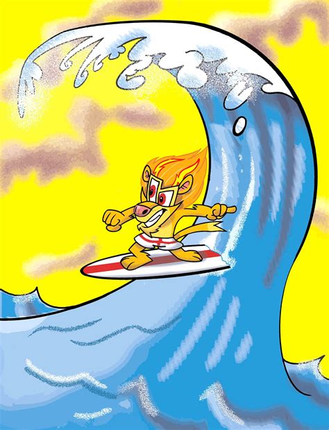 Lion Surfing On Sea Stock Images