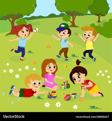 Kids Playing Outside On Royalty Free Vector Image