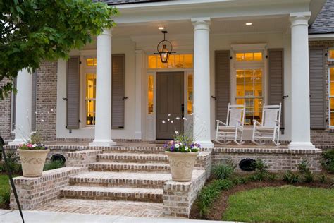 Curb Appeal Ideas For Brick Homes Porch Traditional With White Posts