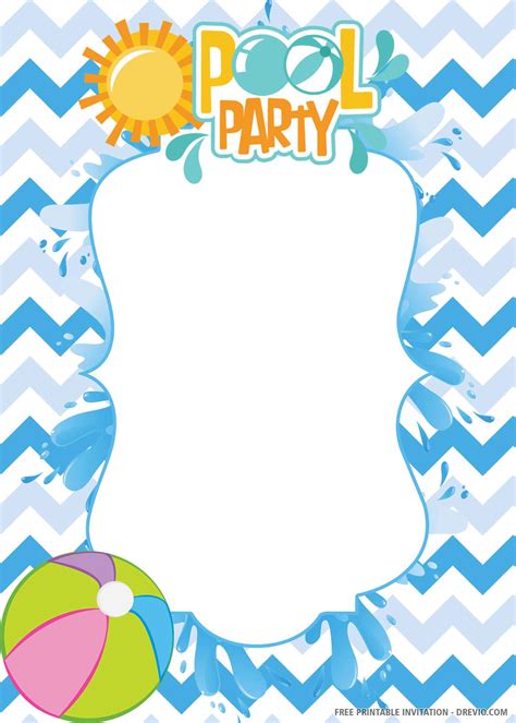Printable Pool Party Birthday Invitations