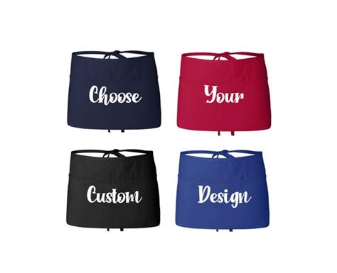 Custom Waist Apron With Pockets Personalized Half Apron Etsy