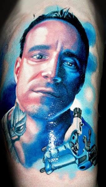 Impressive Combined Colored Man Portrait Tattoo Tattooimagesbiz