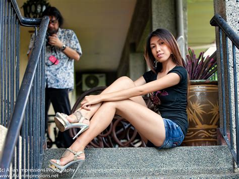 wallpaper model portrait asian sitting shorts denim fashion heels c filipina