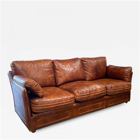 Mid Century Modern Italian Leather Sofa 1960s