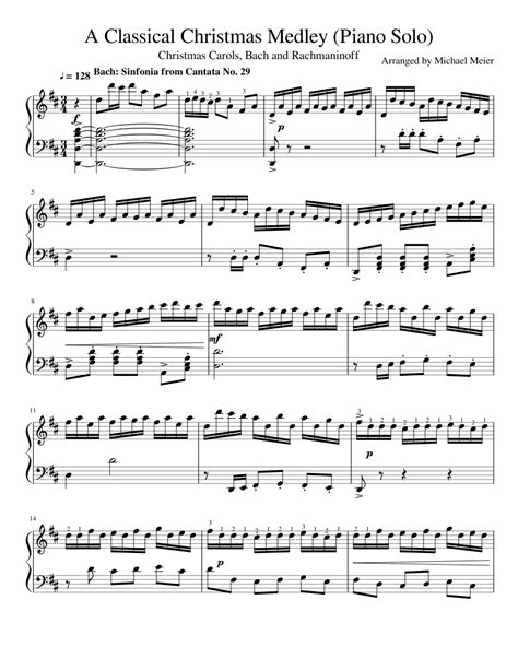 There are several different arrangements of each song in different keys in treble, bass, and alto clefs. A Classical Christmas Medley with Bach and Rachmaninoff ...