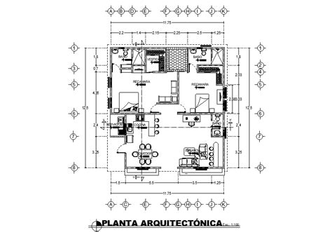 150 Square Meter House Centre Line Plan Autocad Drawing Dwg File Cadbull
