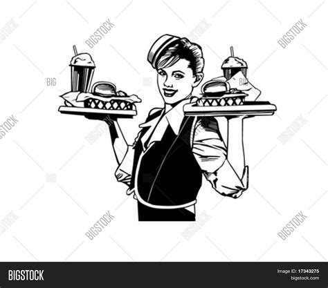 Retro Waitress Clip Vector And Photo Free Trial Bigstock