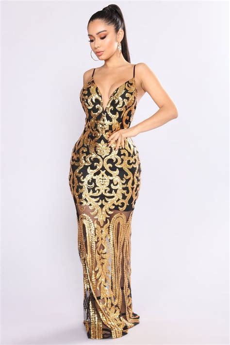 Guest Of Honor Sequin Dress Black Gold Black Gold Sequin Dress