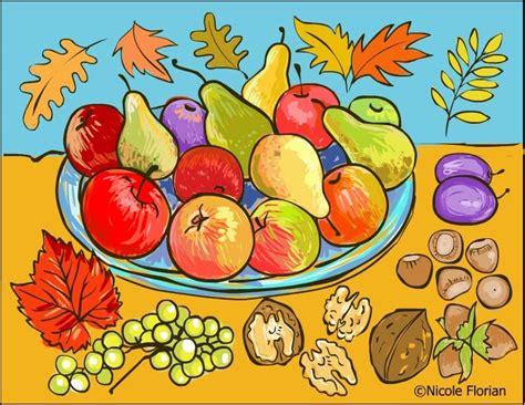 Toate fișele de colorat pot copiii pentru colorare vor avea nevoie de creioane, marcheri sau acuarele. Nicole's Free Coloring Pages: Autumn fruits * Coloring page * Desene de colorat cu toamna