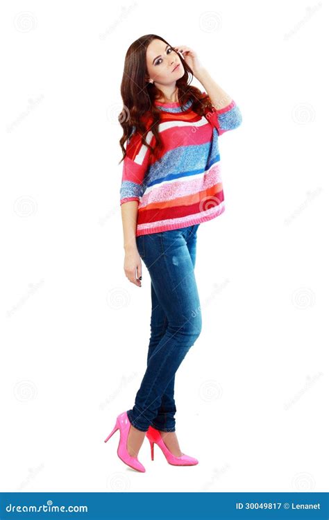 Girl In Fashion Stylish Jeans Stock Image Image Of Caucasian Full