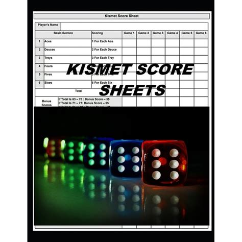 Kismet Score Sheets 120 Kismet Dice Game Score Book Kismet Score