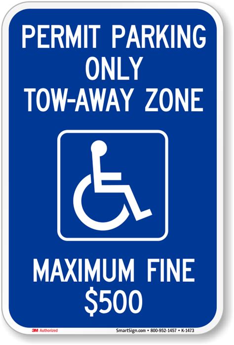 Ada Handicapped Permit Parking Tow Away Zone Sign