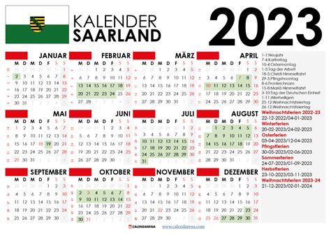 Kalender 2023 Saarland Mit Ferien Feiertage
