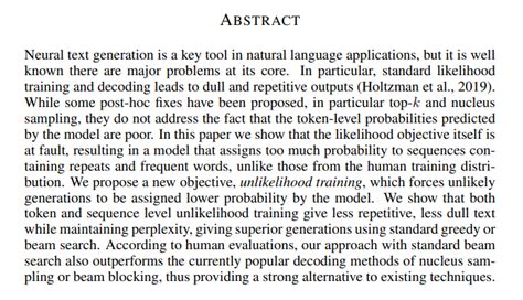 Neural Text Generation With Unlikelihood Training · Issue 20