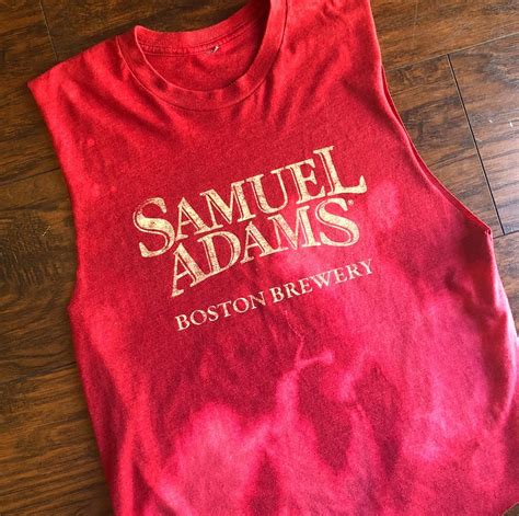 Hand Distressed One Of A Kind Samuel Adams Acid Wash Cropped Muscle