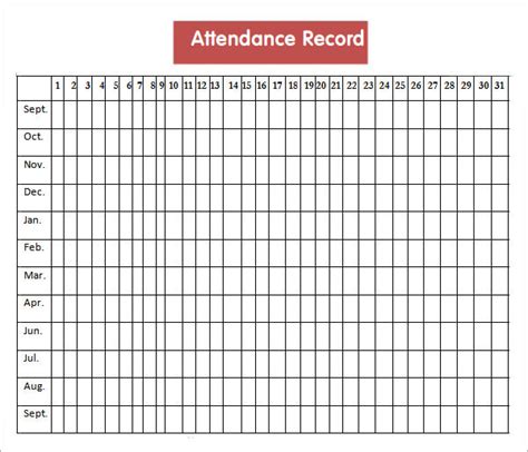 attendance sheet templates     sample templates