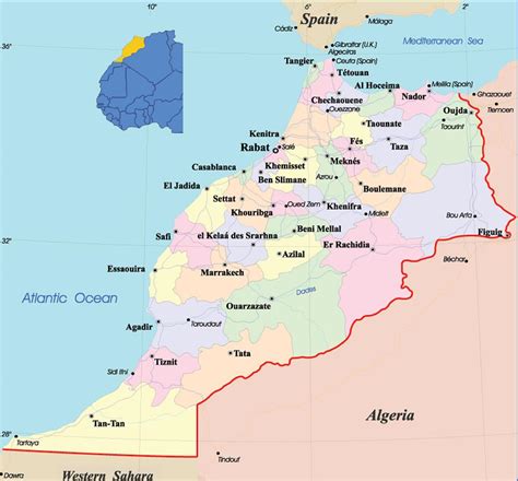 Carte des régions du Maroc carte politique et nationale du Maroc