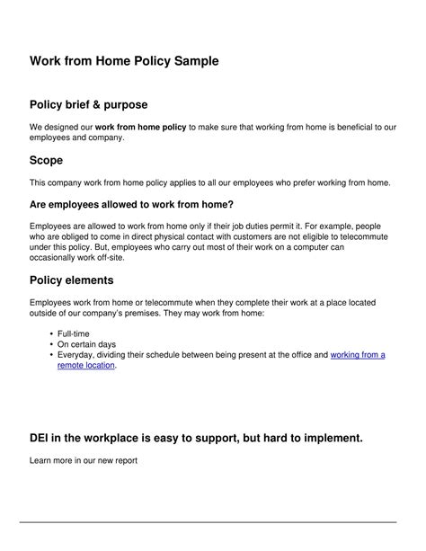 Free Printable Work From Home Policy Templates Pdf Word