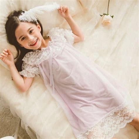 Girls Nightdress Lace Sleepwear Pajamas Spring Summer Kids One Piece