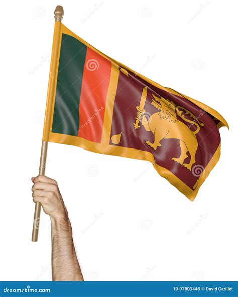 Hand Proudly Waving The National Flag Of Sri Lanka Stock Illustration