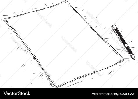 Artistic Drawing Of Empty Or Blank Piece Of Paper Vector Image