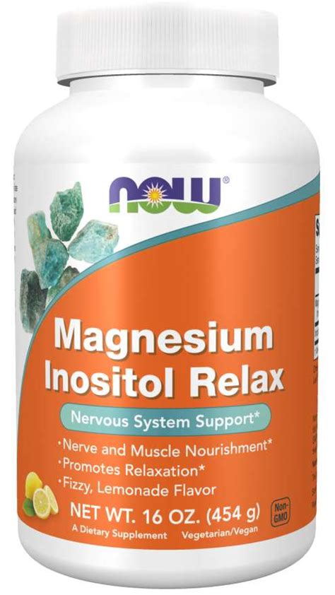Now Magnesium Inositol Relax Powder 16 Oz Sands Smoothies And