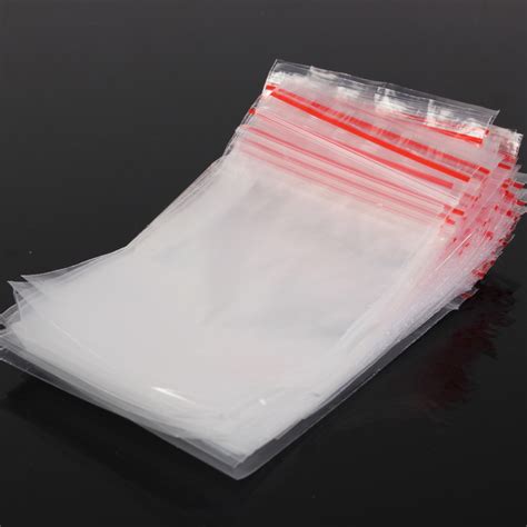 100 Small Clear Bags Plastic Poly Baggy Grip Self Seal Resealable Zip