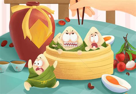 Dragon boat festival, a chinese holiday on the fifth day of the fifth lunar month of the traditional chinese calendar. 端午节吃粽子插画图片下载-正版图片401760871-摄图网
