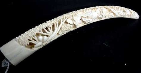African Hand Carved Ivory Elephant Tusk