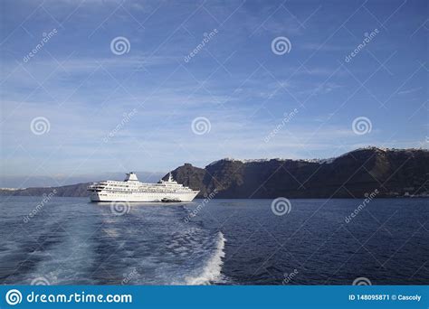 Cruise Ship In The Sunken Caldera Stock Image Image Of Travel