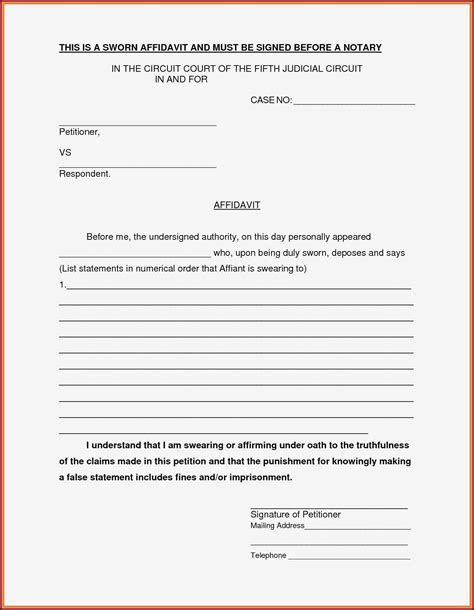 Free Legal Documents Templates Of Affidavit Form Template In Word