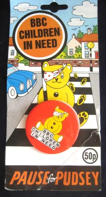 Bbc Tv Children In Need Vintage 1980s Pause For Pudsey Bear Pin Badge