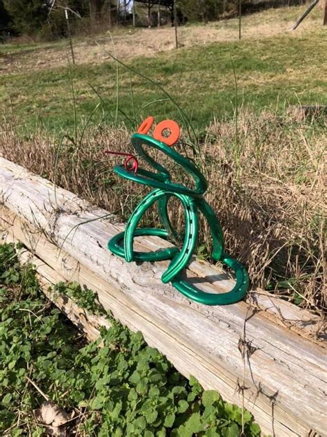 Horseshoe Frog Garden Art Yard Decor Animal Critters Etsy In