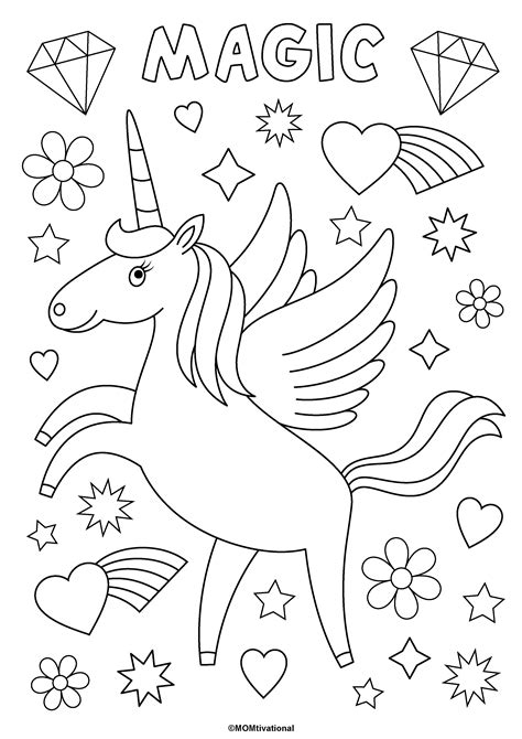 Unicorn Glitter Coloring Coloring Pages