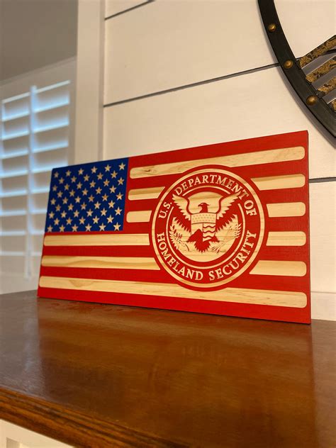 Us Department Of Homeland Security Custom Wooden Flag Etsy