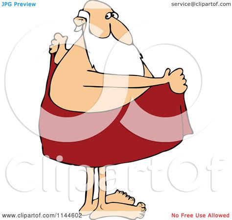 Cartoon Of Santa Drying Off With A Towel Royalty Free