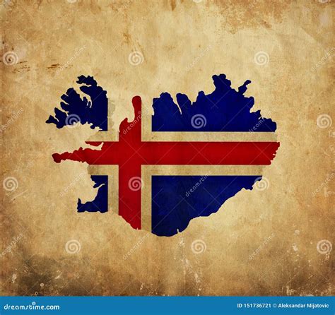 Vintage Map Of Iceland On Grunge Paper Stock Image Image Of