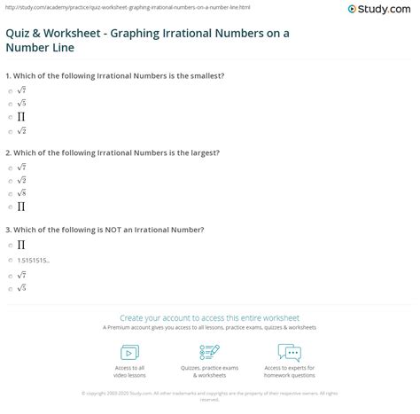 Irrational Numbers Number Line Worksheet