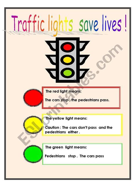Kindergarten Worksheet Traffic Lights