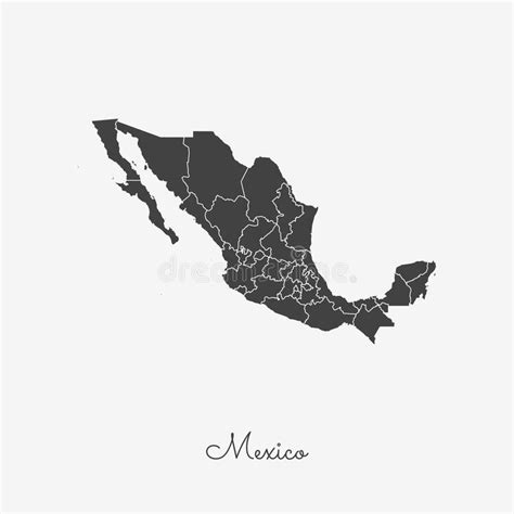 Mappa Di Regione Del Messico Profilo Grigio Su Bianco Illustrazione