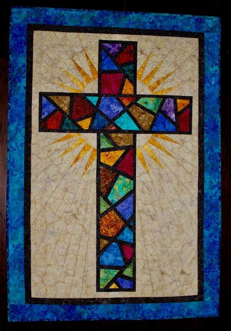 Stained Glass Cross Christian Cross Cross Quilt Pattern Size 36 X