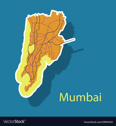 Sticker Map Of Mumbai Royalty Free Vector Image