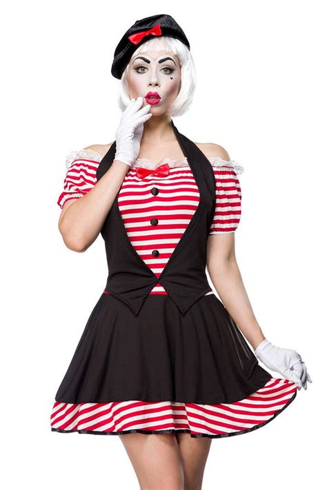 karneval damen kostüm clown sexy mime faschingskram