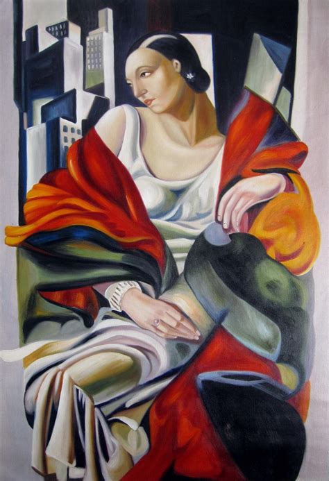 24x36 Inches Rep Tamara De Lempicka Stretched Oil Painting Canvas Art