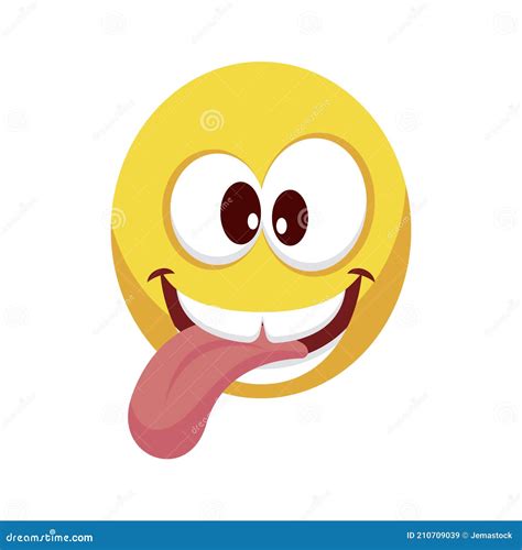 Crazy Face Emoji With Tongue Out Stock Vector Illustration Of Smiley