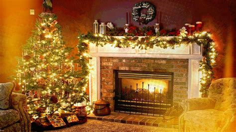 Download Wreath Chair Fireplace Christmas Tree Living Room Holiday