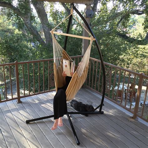 Shop sturdy and reliable swing stands capable of housing a variety of great porch and hammock swings. Cotton Rope Chair Cradle C-Frame Hammock Steel Stand Air ...