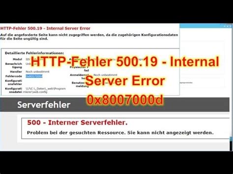 This happens when the section is locked at a parent level. HTTP Error 500.19 Internal Server Error web.config ...