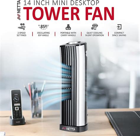 Netta 14 Inch Tower Fan With Oscillating Function 2 Speed Settings
